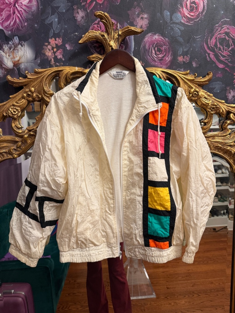 Vintage- Towne by London Fog Cream Colorblock Windbreaker Jacket